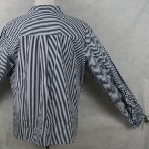 Kenneth Cole Ruffle Indigo Cotton Blouse SZ XL - Picture 6 of 12